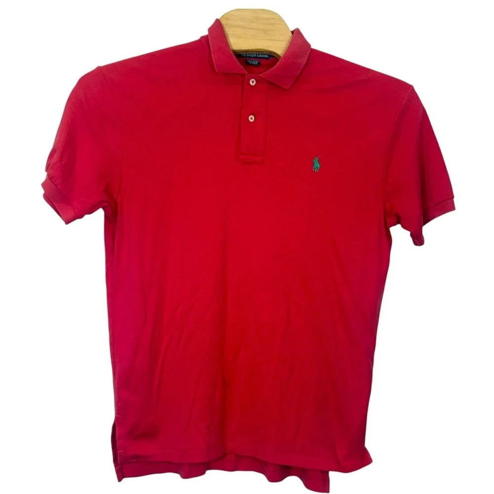 VINTAGE Polo Ralph Lauren Mens Medium Pink 100%‎ Cotton Classic Fit Polo Shirt